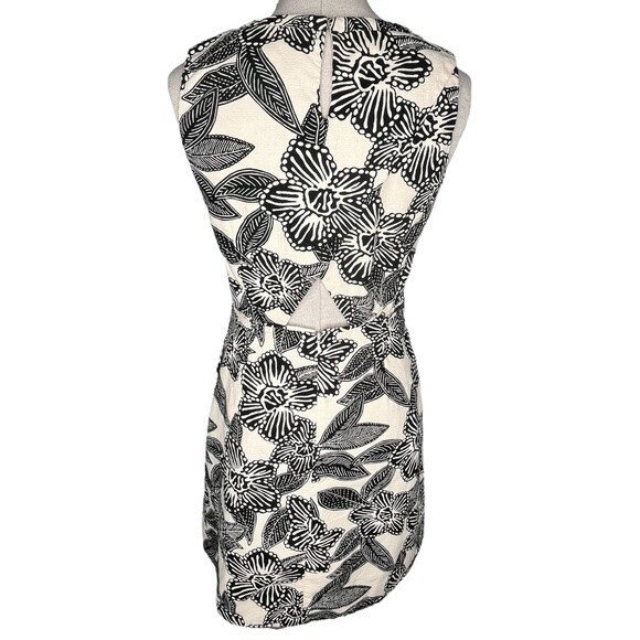 J. Crew Sleeveless Polynesian Print Dress sz 4 * Ivory Cream Tropical Pockets - Picture 3 of 11